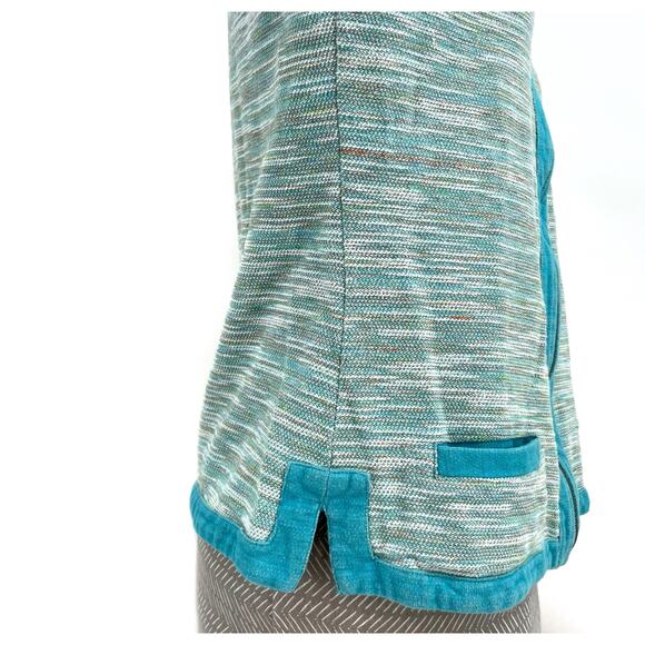 Coldwater Creek Bright Blue Aqua Multi Space Dye Zip Cardigan Sweater Jacket M - Picture 5 of 14